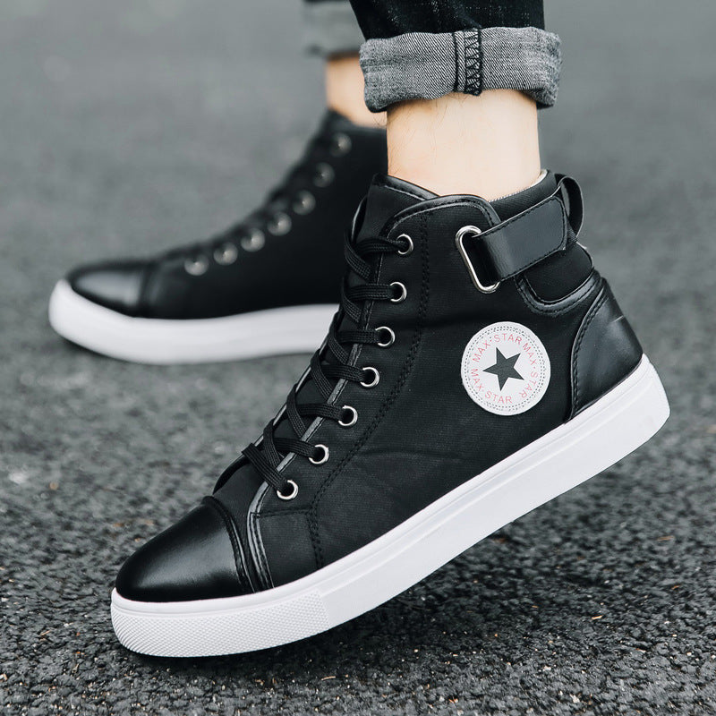 2026 Spring New Retro Trendy Shoes British Style Short Boots Men's High-Top Shoes Korean Style Trendy Men's High-Top Sneakers