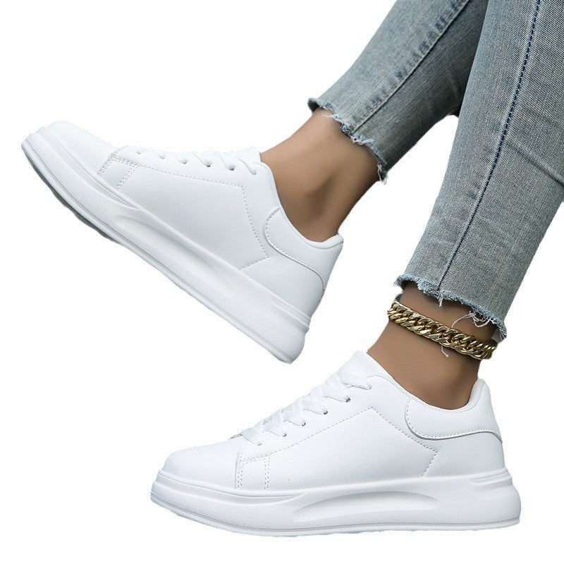 Cross-border plus size White Shoes for Men and Women Spring Autumn Leather Waterproof Casual sneaker Youth Casual Board Shoes