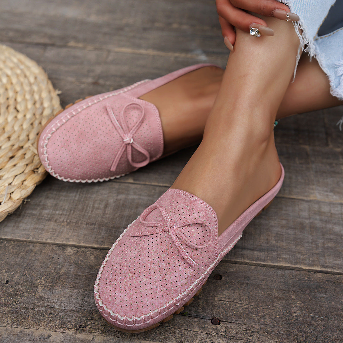 Large Size Popular Export Stitching Pure Color Women's Flats Loafers Export Cross-Border E-Commerce Supply