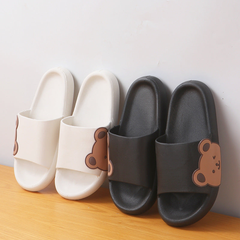 New Cartoon Slippers Women's Summer Home Indoor Thick Sole Shit Bear Slippers Bathroom Slippers Men's Summer