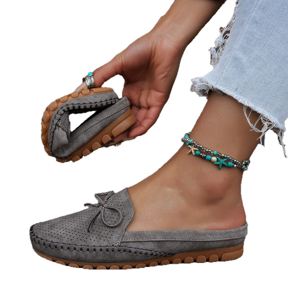 Large Size Popular Export Stitching Pure Color Women's Flats Loafers Export Cross-Border E-Commerce Supply