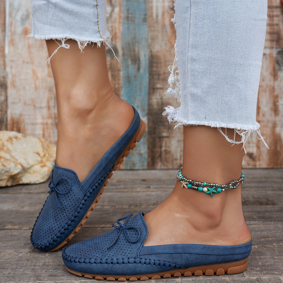 Large Size Popular Export Stitching Pure Color Women's Flats Loafers Export Cross-Border E-Commerce Supply