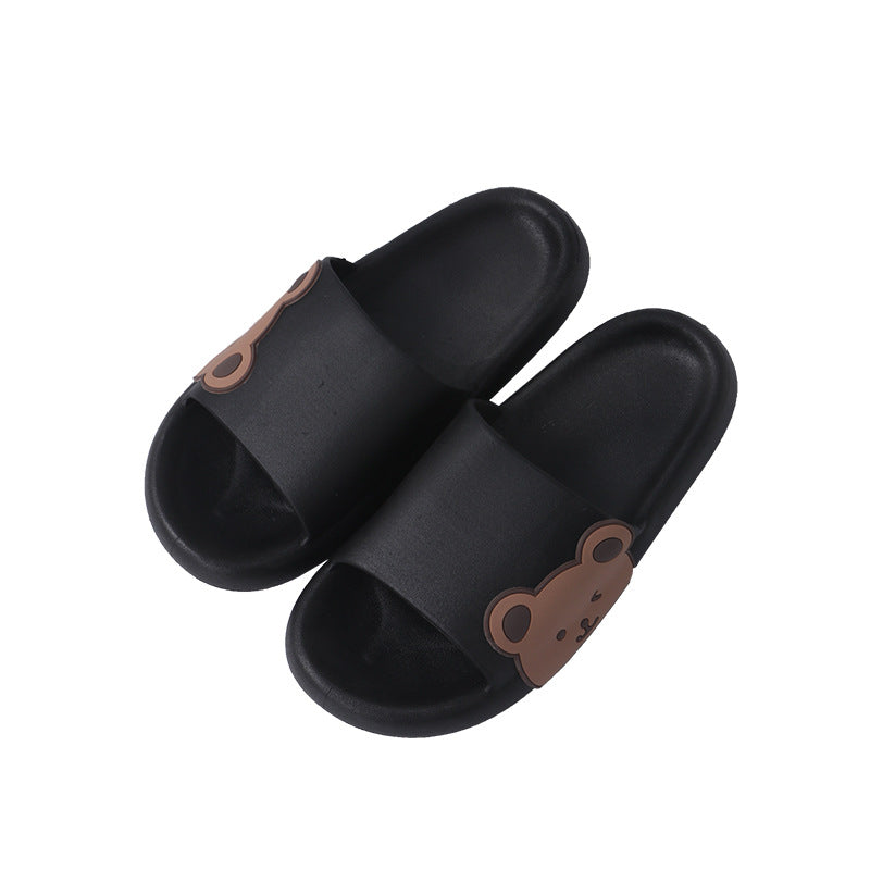 New Cartoon Slippers Women's Summer Home Indoor Thick Sole Shit Bear Slippers Bathroom Slippers Men's Summer