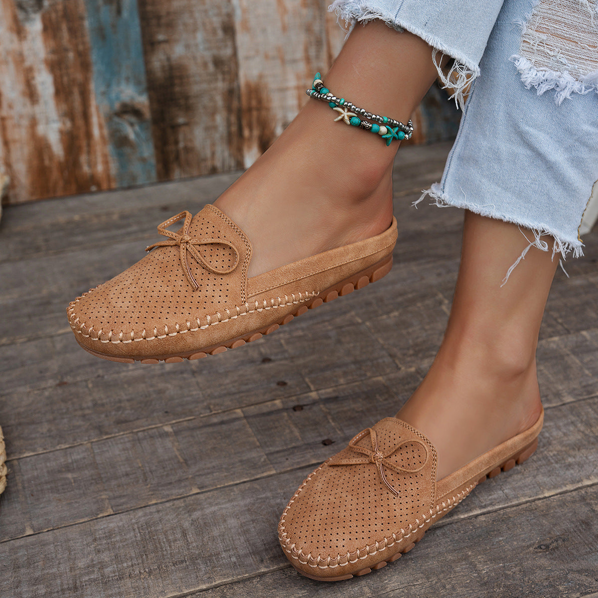Large Size Popular Export Stitching Pure Color Women's Flats Loafers Export Cross-Border E-Commerce Supply